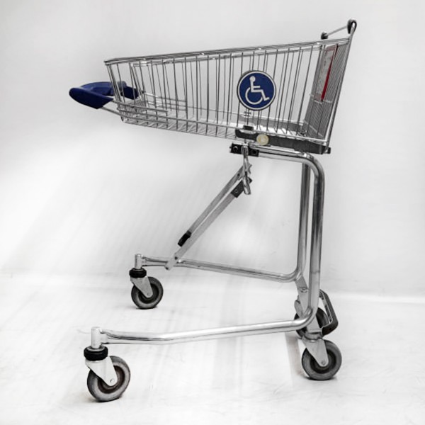 Einkaufswagen WANZL für Rollstuhlfahrer - 90 Liter - blauer Griff