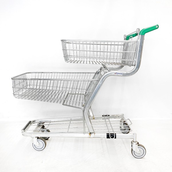 Shopping trolley double layer / double basket - without deposit lock