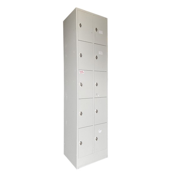 Locker / clothes locker / steel locker in light gray - 10 compartments