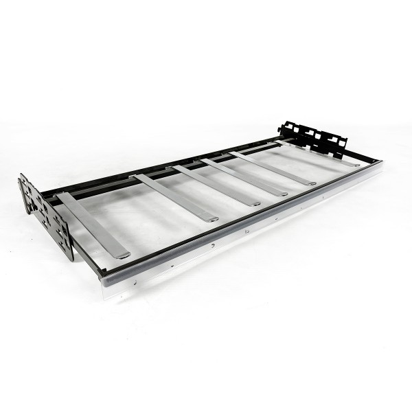 Support rail with price bar for shop shelves - dark