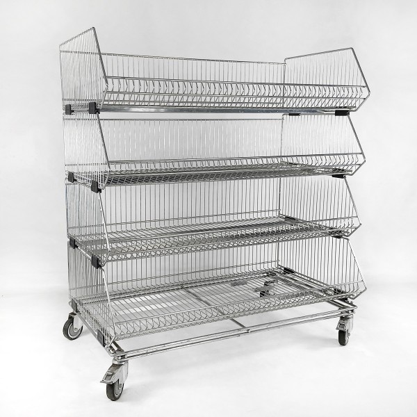 WANZL KKF stacking basket - set of 4 - width 1200 mm - mobile with brake