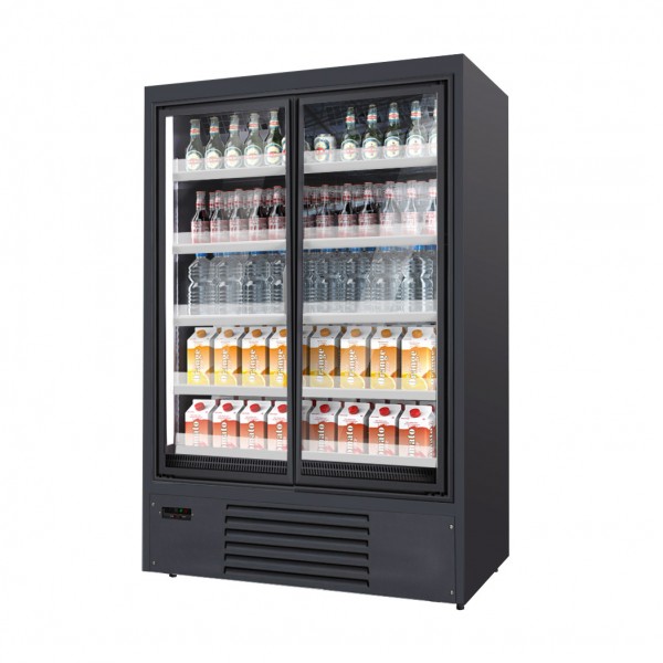 Wall refrigerated display case 831 liters with 4 shelves - black