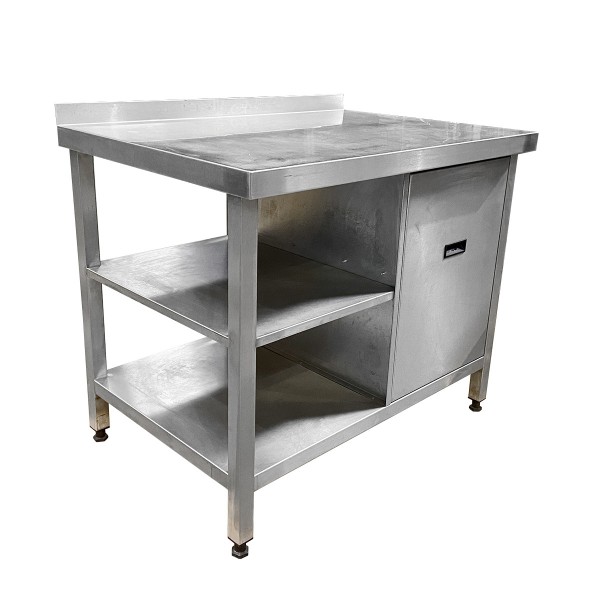 Stainless steel table with waste bin - 1000 mm