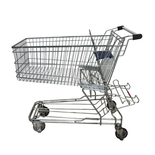 Einkaufswagen WANZL D155RCA-F - Fahrsteigrollen - Kindersitz blau - Neutraler Griff
