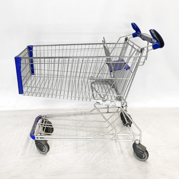 Shopping cart WANZL D155 RC 35 - horn handles - child seat blue