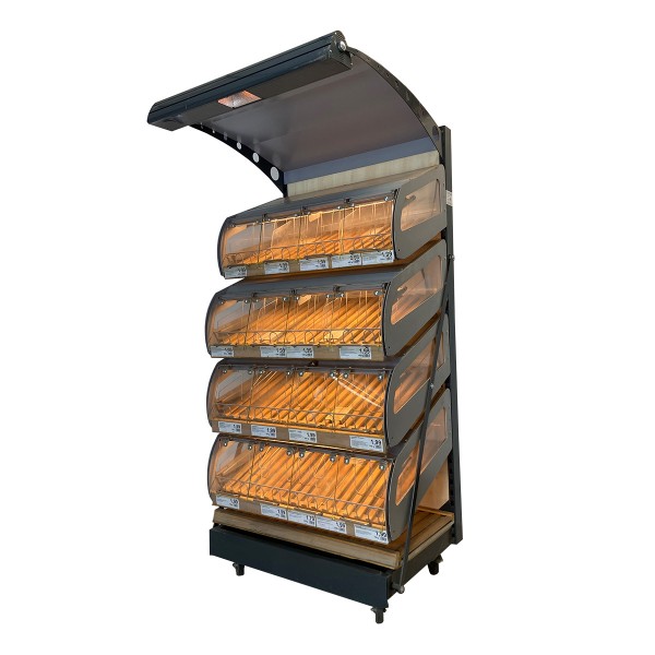 Bread shelf / bake-off station with 4 compartments - width 1050 mm