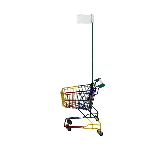 Kindereinkaufswagen Wanzl DR22 mit Fahne und buntem Korb