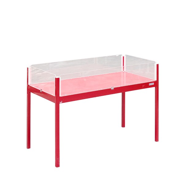 Promotional table / display table Wanzl - 1200 x 600 mm - Plexiglass panels - red