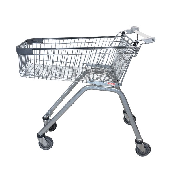 Shopping trolley Wanzl Light 100 with coin lock and white handle ends