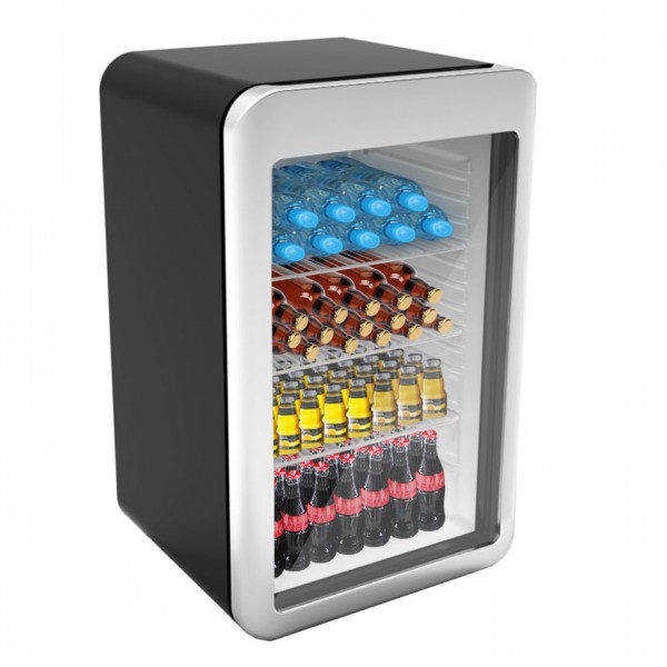 Minibar-Kühlschrank Schwarz / Silber - 113 Liter - mit Glastür