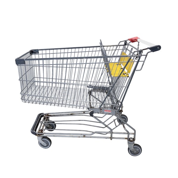 Shopping trolley D185RC – grey painted finish – pink coin lock