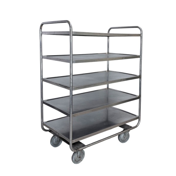 Serving trolley / Tray trolley - 5 shelves, stainless steel