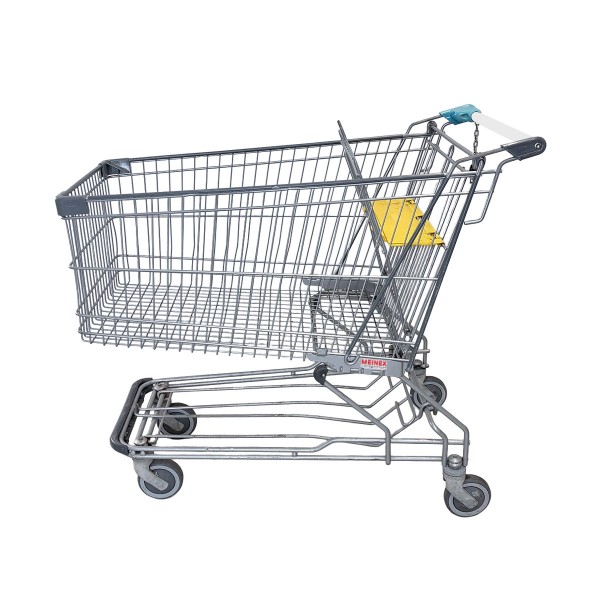 Shopping trolley D185RC – grey painted finish – light blue coin lock – spots of rust – used