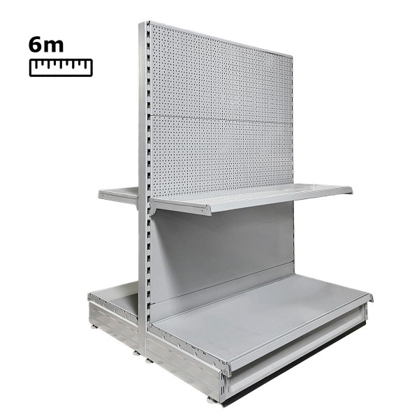 Gondola shelving - Tegometall - white aluminum - 6,030 mm