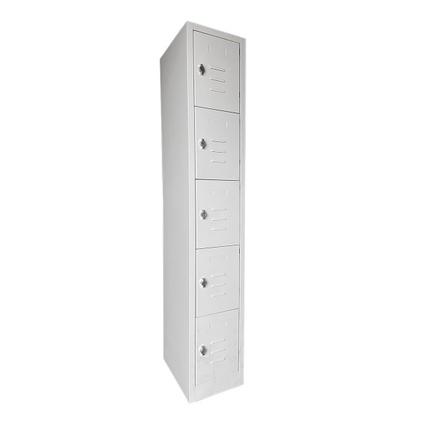 Locker / clothes locker / steel locker in light gray - 5 compartments