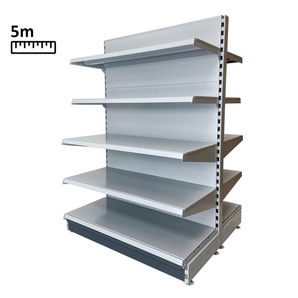 Gondola shelf - eden - white aluminum - length 5m - with 4 shelves