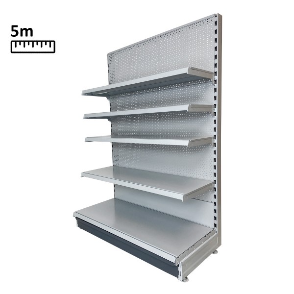 Wall shelf - eden - white aluminum - length 5m - with 4 shelves and perforated back panel - used