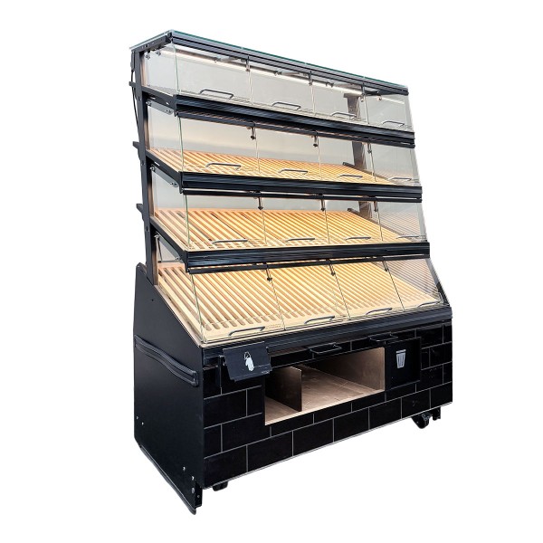 Bread rack / bake-off station - 16 compartments - brick decor